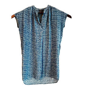 VINCE 100% Silk Boho Blue Dress. Size XS with Pockets